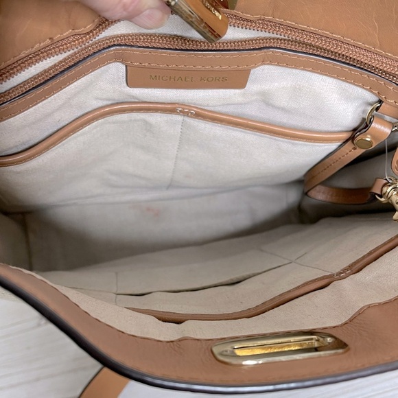 Michael Kors Sullivan Large Leather and Linen Messenger Bag travel office career - Picture 4 of 12